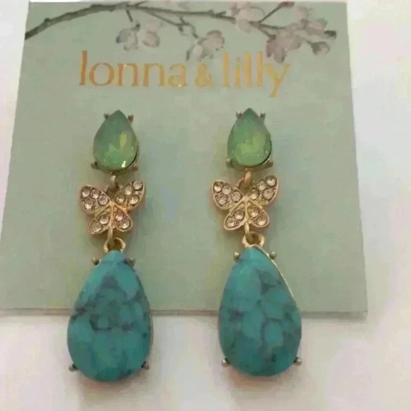 Lonna & Lilly newGold Tone Pave Butterfly Earrings - Picture 5 of 8